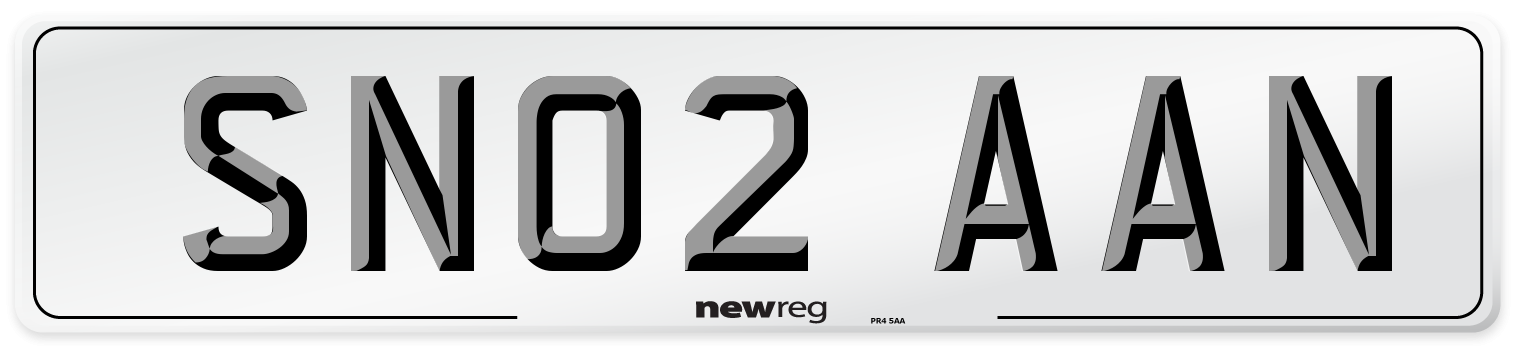 SN02 AAN Number Plate from New Reg